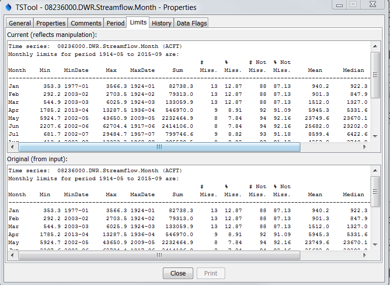 Time Series Properties for Limits