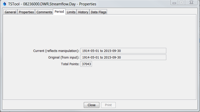 Time Series Properties for Period