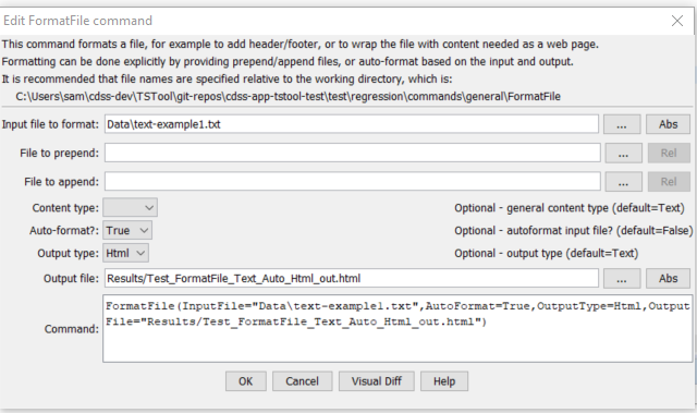 FormatFile command editor