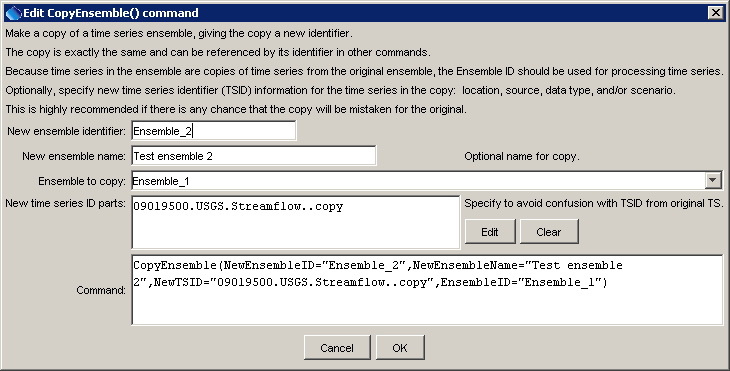CopyEnsemble command editor