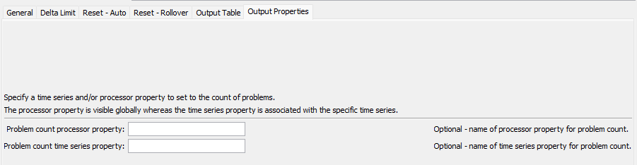 Delta command editor for output properties parameters