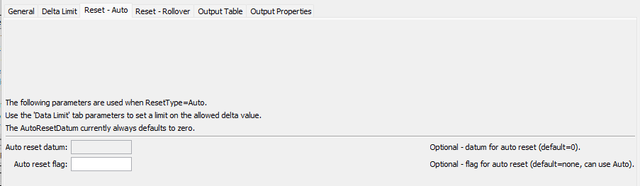 Delta command editor for auto reset parameters