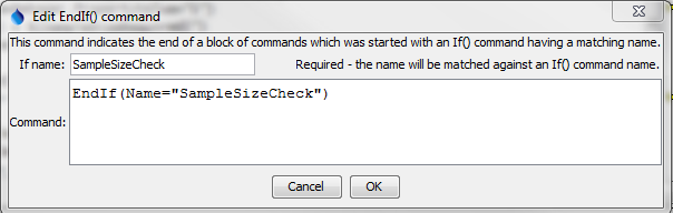 EndIf command editor