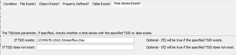 If command editor for time series existence check