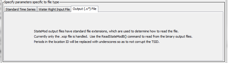 ReadStateMod command editor for output file parameters