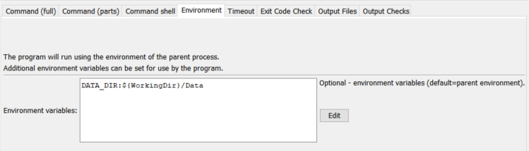 RunProgram command editor for environment variable parameters