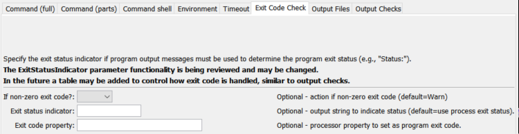 RunProgram command editor for exit code parameters