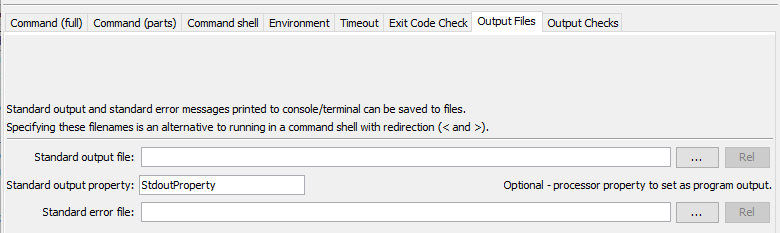 RunProgram command editor for output file parameters
