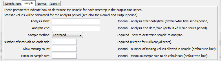 RunningStatisticTimeSeries command editor for centered running average