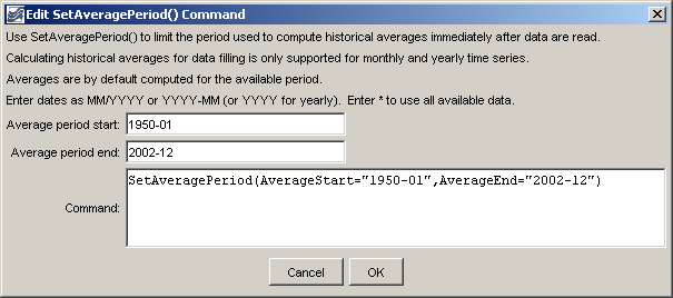 SetAveragePeriod command editor