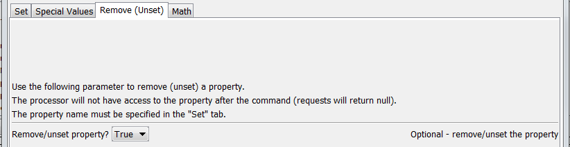 SetProperty command editor for removing a property
