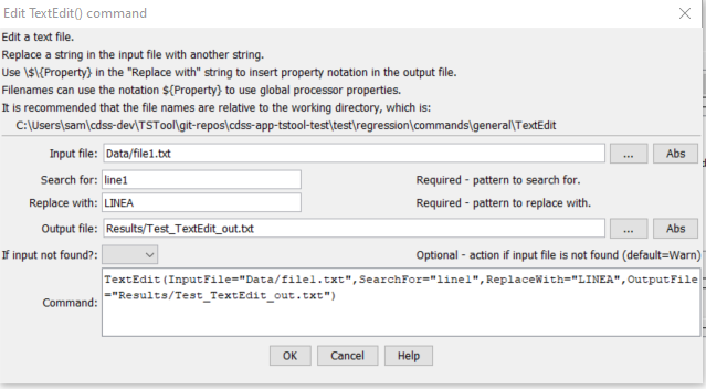 TextEdit command editor