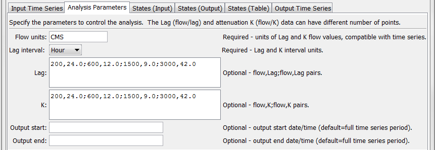 VariableLagK command editor for analysis parameters