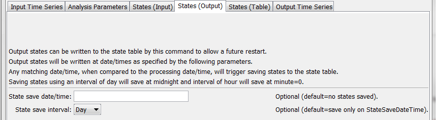 VariableLagK command editor for Outpu State parameters