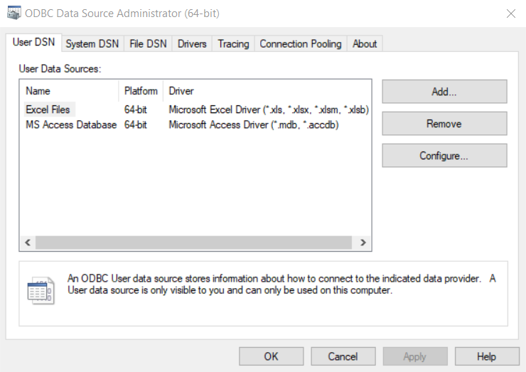 ODBC DSN Before Defining SQL Server ODBC DSN