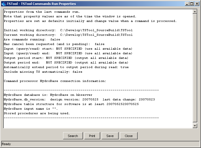 Properties of the Last Commands Run