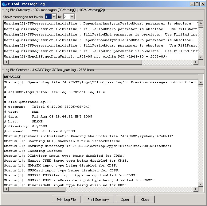 Log File Viewer Window