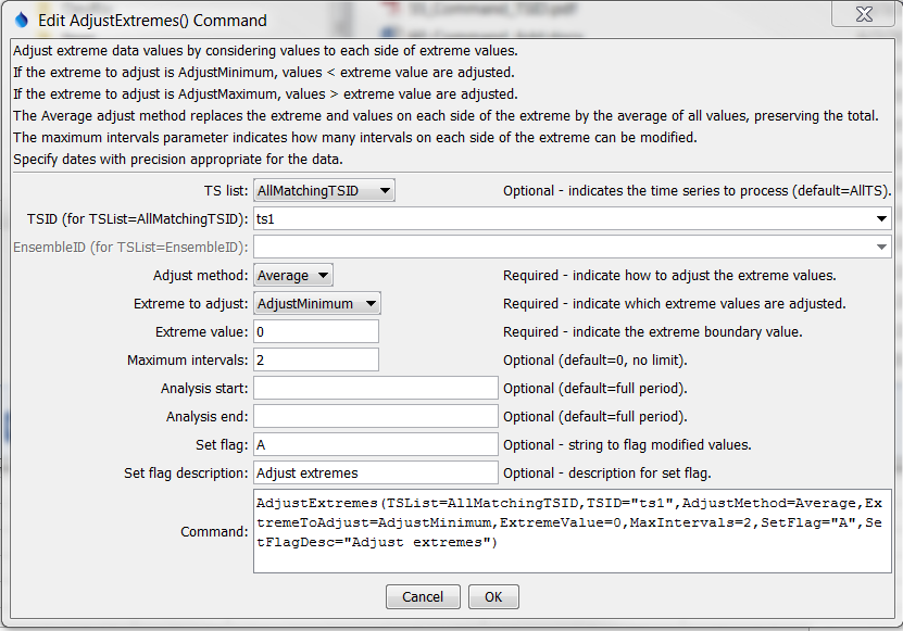 AdjustExtremes command editor