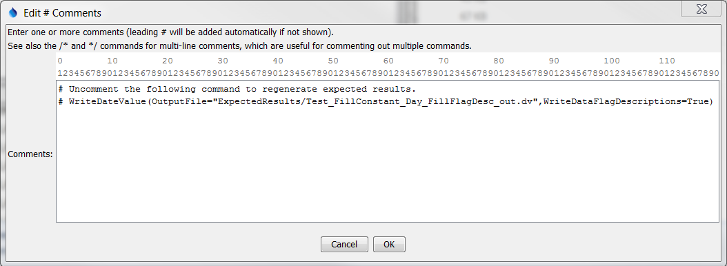 Comment command editor