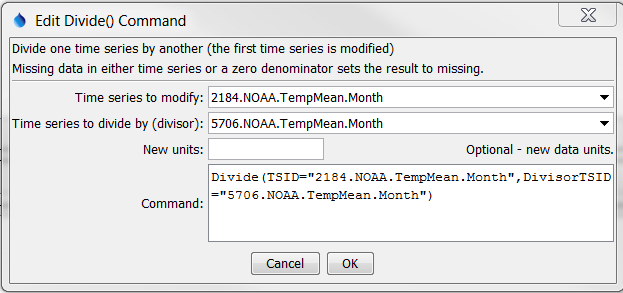 Divide command editor