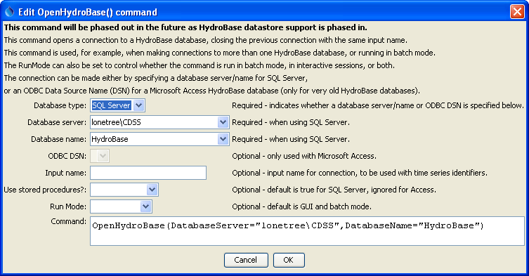 OpenHydroBase command editor