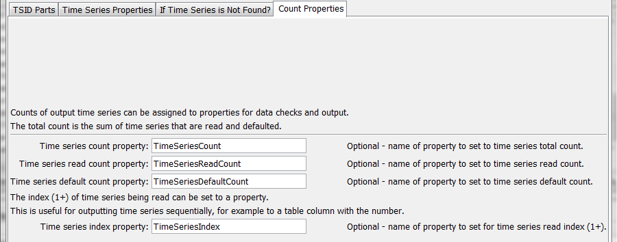 ReadTimeSeriesList command editor for check parameters