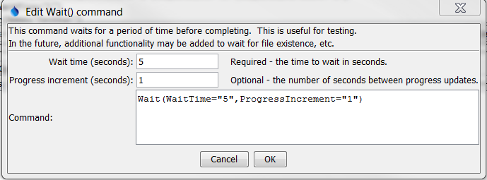 Wait command editor