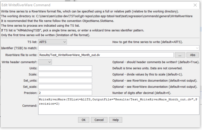 WriteRiverWare command editor