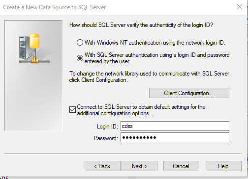 Authentication for New Data Source to SQL Server