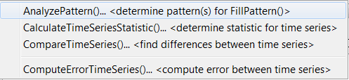 Commands: Analyze Time Series Menu