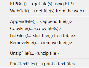 Commands: General File Handling Menu