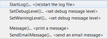 Commands: General Logging and Messaging Menu