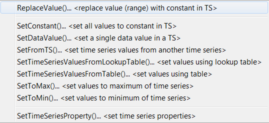 Commands: Set Time Series Contents Menu