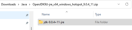 OpenJDK Java 9 JRE zip file contents