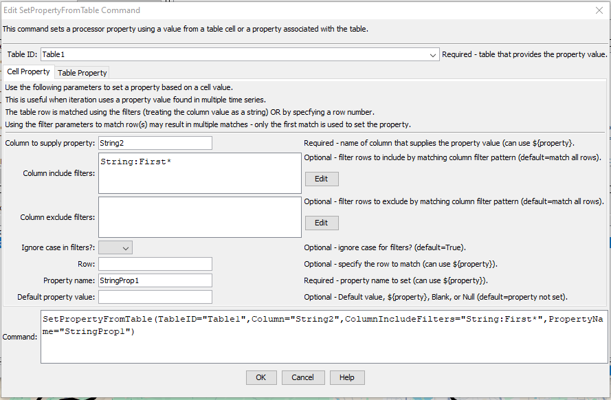 SetPropertyFromTable - CDSS / TSTool