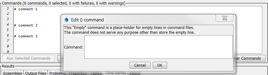 Empty command editor