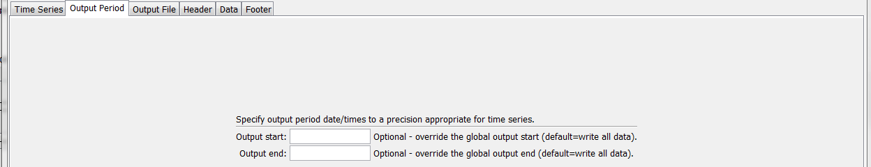 WriteTimeSeriesToDataStream command editor for Output Period parameters