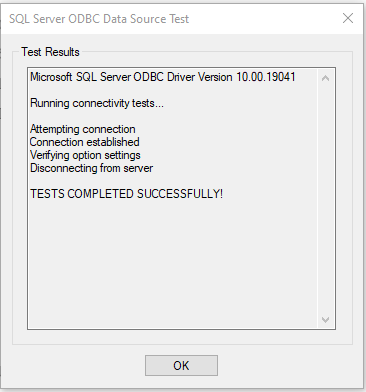 SQL Server ODBC Data Source Test