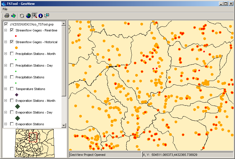 Example Map Showing Real-time and Historical Data Layers
