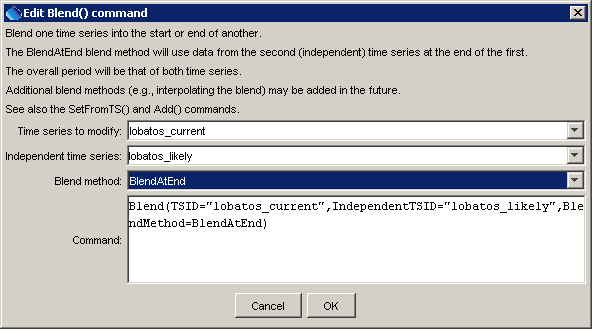 Blend command editor