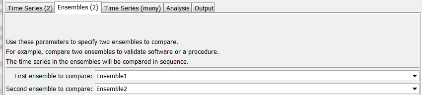 CompareTimeSeries command editor to compare two ensembles