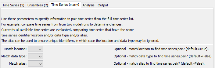 CompareTimeSeries Command Editor to compare many time series