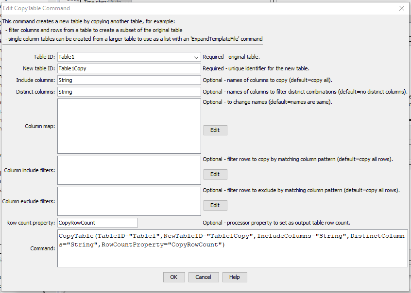 CopyTable - CDSS / TSTool