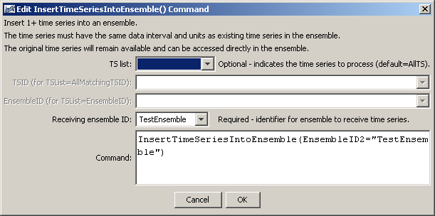 InsertTimeSeriesIntoEnsemble command editor