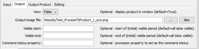 ProcessTSProduct command editor for Output parameters