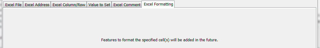 SetExcelCell command editor for Excel formatting parameters