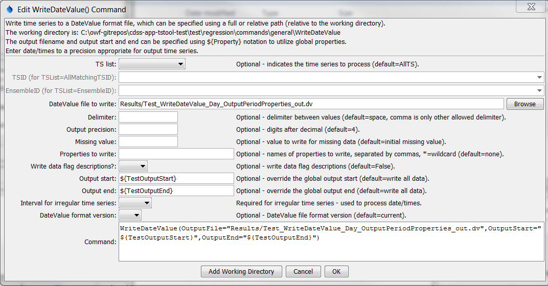 WriteDelftFewsPiXml command editor