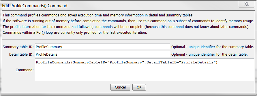 ProfileCommands command editor