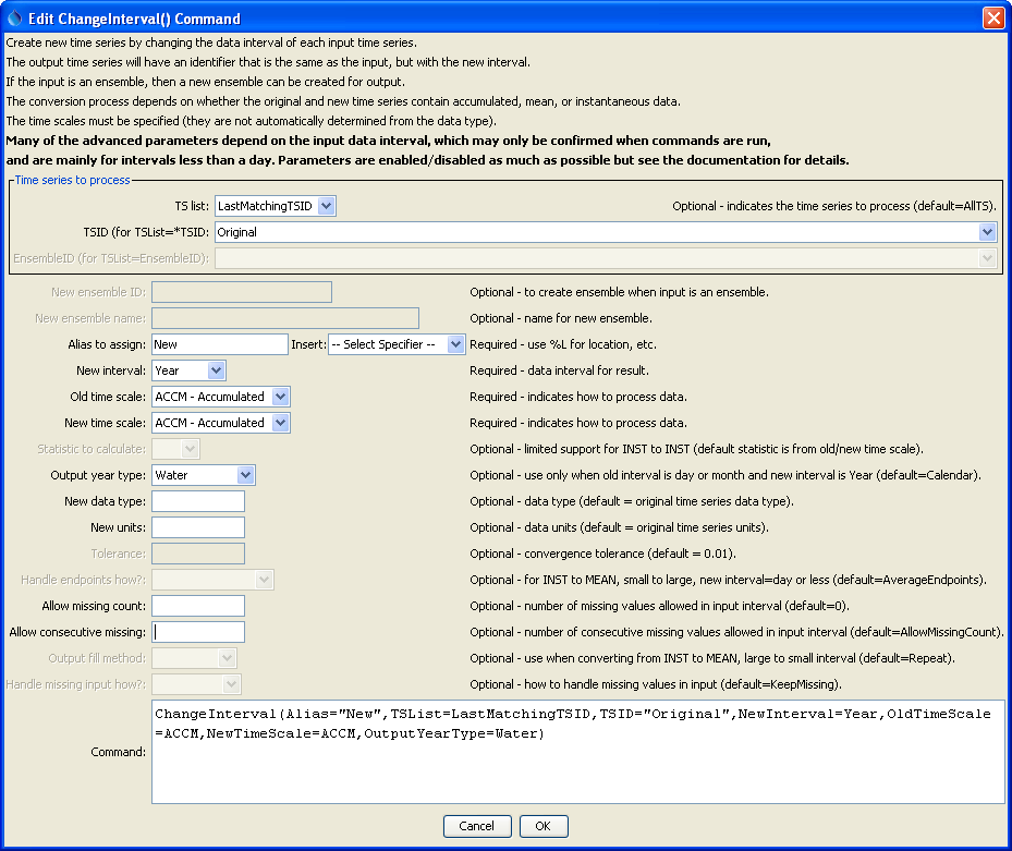 ChangeInterval command editor
