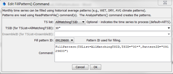 FillPattern command editor